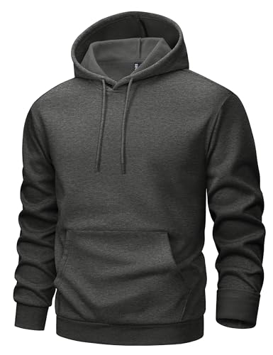 MAGCOMSEN Men's Hoodies Fleece Lined Sweatshirts Drawstring Casual Workout Midweight Pullover With Kangaroo Pocket