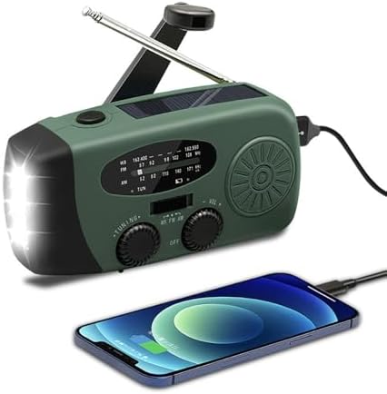 Radio Manivela de Emergencia Portátil, Radio AM/FM Recargable Sol...