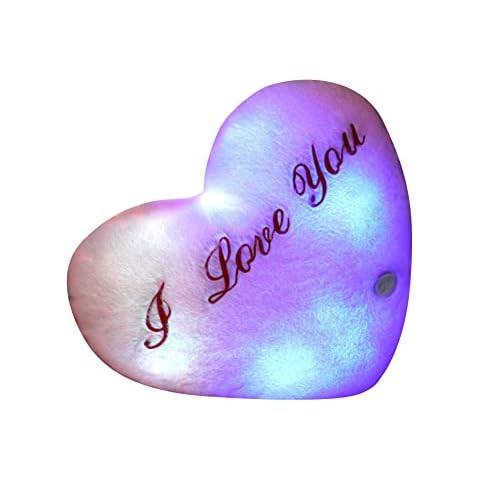 LED Kissen Liebe Herz,Liebe Herz Spielzeug Plüsch Kissen mit Lichtern,Glühend Leuchtend Blinklicht Kinderzimmer Kissen Gefüllte Stofftiere,Plüschtiere Weihnachten Halloween Party Wohnzimmer Dekoration Cover