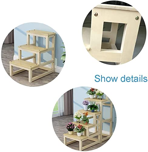 Taburete plegable multifunción de madera con escalera de 3 pasos para el hogar 5