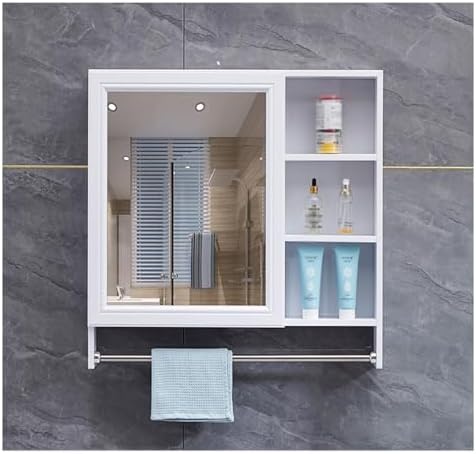 Wall-Mounted Bathroom Mirror Cabinet - Stylish Storage Unit with Mirror for Home, Hotel, Apartment & Dorm - White Finish, 78x70cm (30.7x27.5in)
