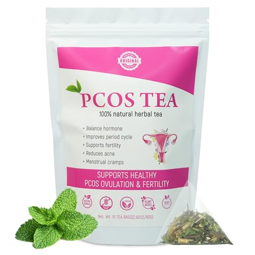Laicuherb PCOS Spearmint Tea, for Women Hormone Balance & Promote Relaxation and Helps with Hirsutism and Acne, 10 Tea Bags Organic Spearmint Tea for Healthy Ovulation and Fertility