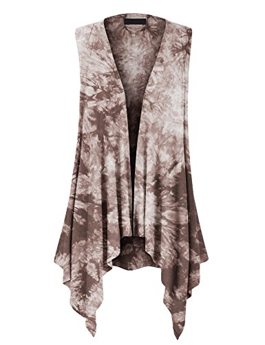 Image of Made By Johnny Women's Lightweight Sleeveless Cardigan - Draped Open Front Vest with Asymmetrical Hem