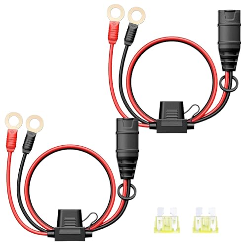 2-Pack GC008 X-Connect Compatible with NOCO Battery Charger Accessories Cables M10 (3/8in) XL Eyelet Terminal Onnector Smart Batteries Trickle Charger Cable with 20A Fuses