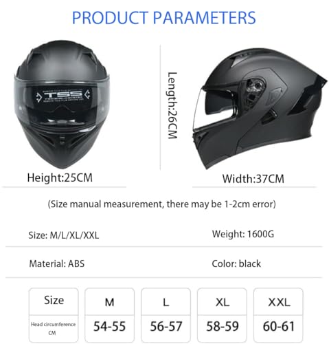 Jzzlsjt Bluetooth Motorcycle Helmet,Modular Motorcycle Helmet With Bluetooth,Dot Approved Dual Visor Full Face Flip Up Bluetooth Integrated Motorcycle Helmets For Adults Men Women thumb #6