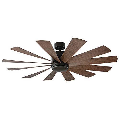 Windflower Smart Indoor And Outdoor 12-Blade Ceiling Fan 60In Oil Rubbed Bronze/Dark Walnut With 3000K Led Light Kit And Wall Control Works With Alexa, Google Assistant, Samsung Things, And Ios Or Android App #TOP3