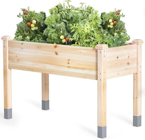 MIXC 331 lb Capacity Wooden Raised Garden Bed with Legs, 48"L x 2...