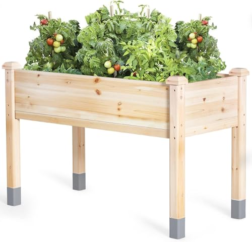 MIXC 331 lb Capacity Wooden Raised Garden Bed with Legs, 48'L x 24'W Elevated Reinforced Large Planter Box for Vegetable Flower Herb Outdoors - Beam and Column Structure - Unmatched Strength Outlast