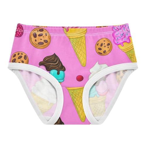 Fun Girls Underwear Toddlers 2t Cotton Panties for Girl Cartoon Ice Cream Cookie Pink Briefs Underpants