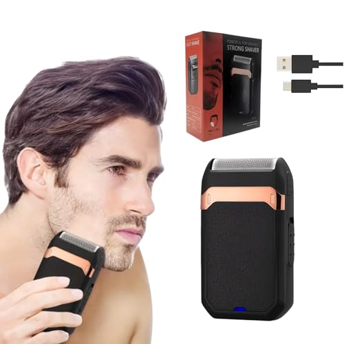 USB Rechargeable Electric Bald Shaver for Men, Pop-Up Sideburn Knife, Dual Foil Blades, Compact, Lightweight, Portable, Travel Friendly, Wet & Dry Use, Low Noise Operation, Easy to Clean