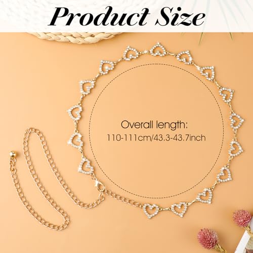 Waist Chain Gold,Heart Shaped Rhinestone Belt Bling Y2K Belt Chain for Women Dresses Jeans Formal Wear Bridal Wedding2