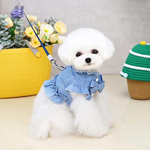 Tikwek Dog Blue Dress Cute Outfit Vest Puppy Clothes Doggie Kitten Apparel Jean Dress For Small Medium Dogs Girls Chihuahua (Light Blue-L) #TOP1