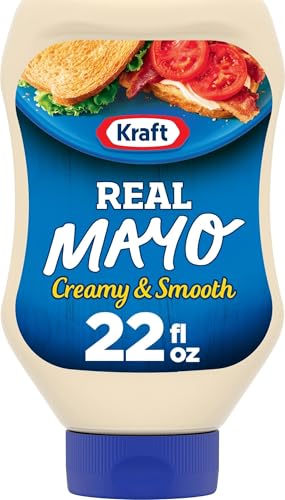 Kraft Maionese cremosa e liscia Real Mayo, condimento spalmabile per sandwich, insalate e salse, realizzato con uova senza gabbia, per uno stile di vita cheto e basso contenuto di carboidrati, cheto