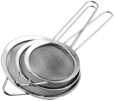 Jogo 3 Peneiras em Aço Inox Resistente Luxo Para Coar Polvilhar V...