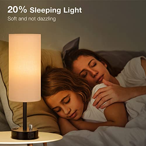White Bedroom Lamps For Nightstand Set Of 2 - Fully Dimmable Bedside Lamp With Usb C Charging Port, Table Lamps With Usb Ports And Outlets, Bed Lamps With Black Base For Living Room, Boys And Girls #TOP4