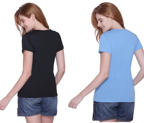 Image of Women's Cotton Half Sleeve Regular Fit T Shirt || Printed Tshirts for Women Pack of 2