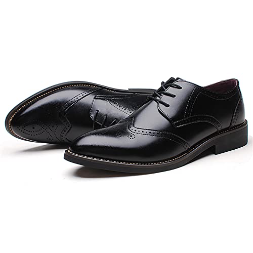 Image of Men's Pointed-Toe Lace-up Formal Brogues Dress Shoes