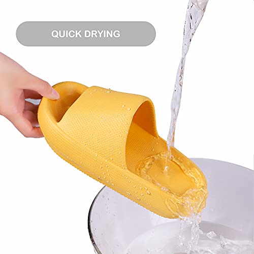 Pillow Slippers for Women and Men Massage Shower Slippers Quick Drying Bathroom Sliders Spa Foam Slides Cushioned Non Slip Slippers for Pool US Women 9-9.5 / Men 7-7.5 = 40/41 Yellow - Image 6