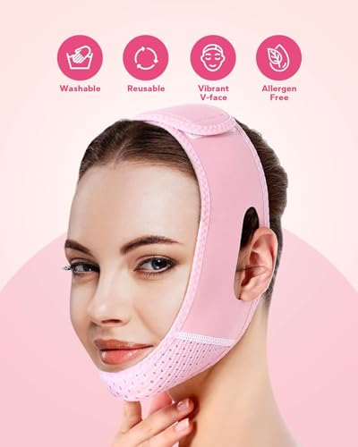 Image of KBZONE Silicone V Face Mask Face Lift Up Belt Facial Slimming Bandage Mask Cheek,Chin,Belt Face Slim Lift Band Mask Double Chin Reducer For Women And Men Tightening Skin 1 Count