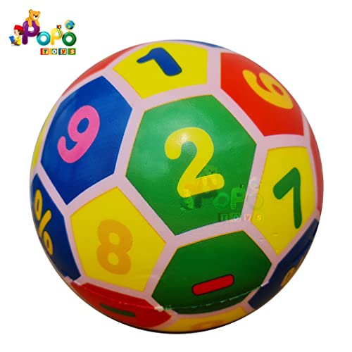 Popo Toys Foam PVC Foam Beach Football | No Air Needed | Kids Playball | Best Use at Pools, Beach, Outdoor & Indoor Play | Rainbow, Multicolor, Small