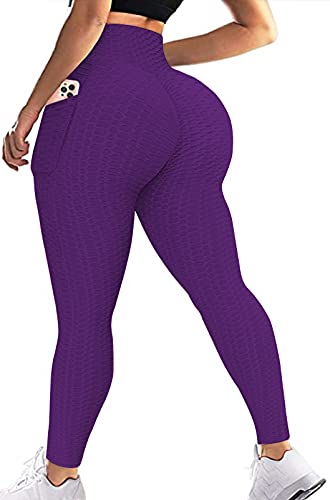 JGS1996 Scrunch Butt Lifting Leggings with Pockets for Women High Waist Peach Lift Compression Leggings Workout Yoga Pants