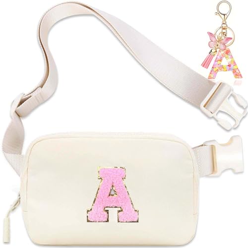 Birthday Gifts for Teenager Girls Kids - Personalized Belt Bag for Girls Women Fashion Waist Packs Trendy Travel Fanny Pack Crossbody Bags with with Initial Letter Patch Cute Stuff A