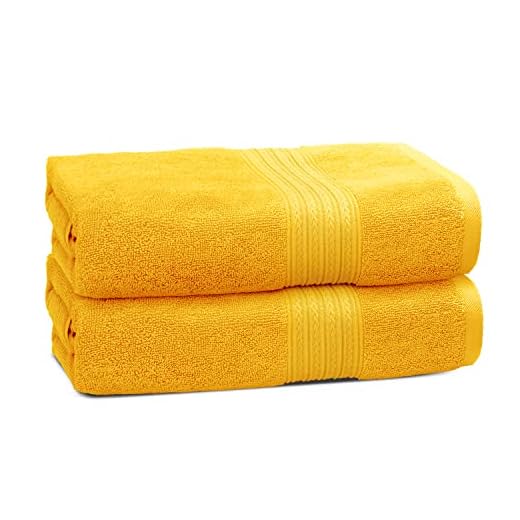 BHT Towels - 100% Cotton Thick & Large 600 GSM Bath Towel - Set of 2 Bath Towels - Genuine Ringspun, Luxury Hotel & Spa Quality (Golden Yellow)