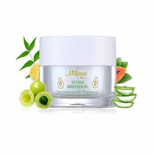 Milagro Beauty Natural Underarm Gel with Papaya, Aloe Vera & Tomato Extracts Anti-sweat Cooling & Brightening Formula Reduces Odor & Excessive Sweating (50gm)