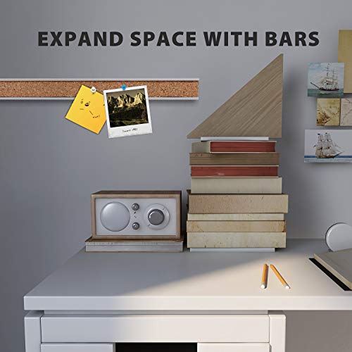 Corksidol Bulletin Bar Strip, Cork Board, 15" X 1", Classroom, Office, Cubicle, Aluminum Frame (Silver) #TOP5