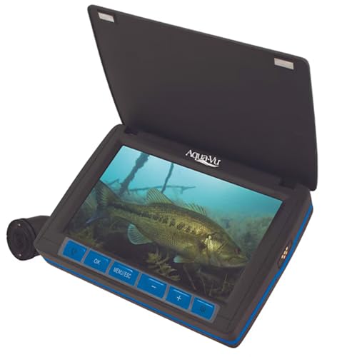 Aqua-Vu Micro Revolution 5.0 HD Underwater Fishing Camera – Portable 5' LCD, 1080p Video, 60' Cable, IR Light, Revolution Spool – Ice Fishing, Kayak Fishing, Sonar & Fish Finder Companion