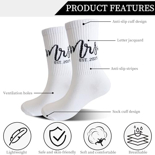 Bride Socks White Bachelorette Gifts for Bride To Be Gifts Wedding Day Mrs Sock Bridal Shower Party Favor2
