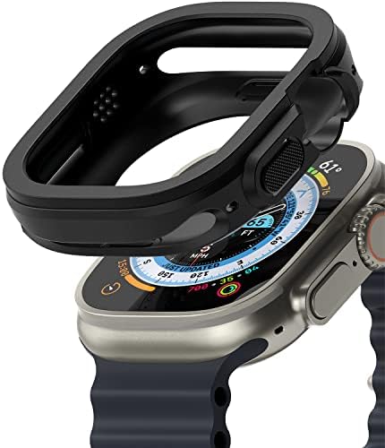 Ringke Air Sports Compatible with Apple Watch Ultra 49mm Case, Thin Soft Flexible Rugged TPU Raised Bezel Frame Protective Button Cover [No Screen Protector] - Black