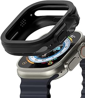 Ringke Air Sports Compatible with Apple Watch Ultra 49mm Case, Thin Soft Flexible Rugged TPU Raised Bezel Frame Protective Button Cover [No Screen Protector] - Black