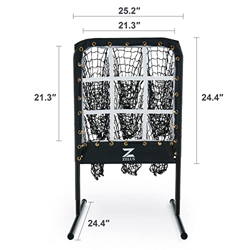 Zelus Baseball Net With 9 Target Pockets, 2X2Ft Pitching Net, Height Adjustable Softball Baseball Training Equipment For Hitting And Pitching Practice, Portable Pitcher Trainer Net With Strike Zone #TOP5