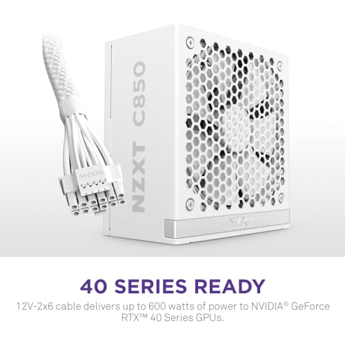 Image of NZXT C850 Gold ATX 3.1 - Fully Modular Low-Noise PC Gaming Power Supply - 850 Watts - 80 Plus Gold - 12V-2x6 Connector - Zero Fan Mode - 100% Japanese Capacitors - White