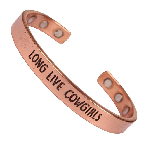 Image of Touchstone Inspirational Copper Engraved Magnetic Bracelets for Women-Personalized Jewelry Gifts for Best Friend /Mom /Daughter /Sister - Adjustable Bracelet in a Gift Box Long Live Cowgirls