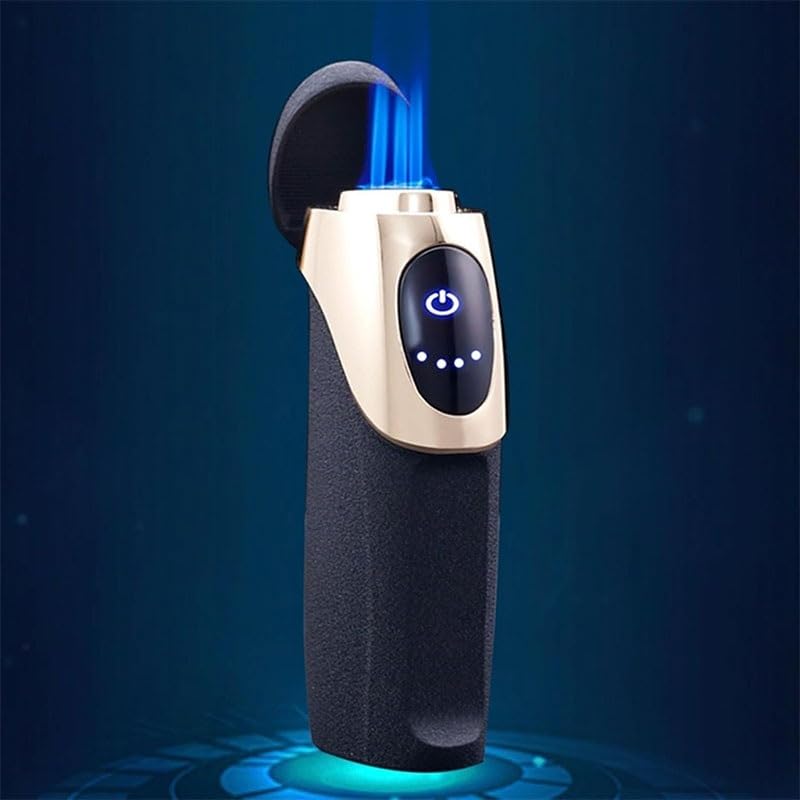 Encendedor Triple Llama Azul Recargable USB Violeta miniatura 2