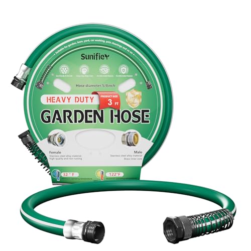 Short Garden Hose 3‑10 ft Flexible Hybrid Leader 500 Psi Burst (Green)