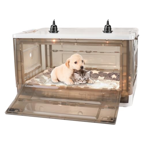 HKDQ Puppy Incubator - Puppy Incubator with Heating Incubator for Newborn Puppies and Kittens Kitten Incubators Incubator for Puppies with Puppy Bed Mat 85L