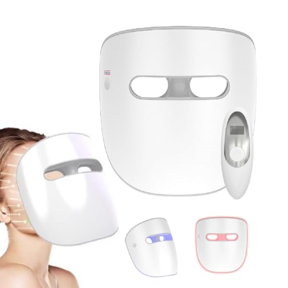 TensCare LED Gesichtsmaske mit Rot Blau und NIR Licht | Kabellose Lichttherapie-Maske für Hautpflege bei feinen Linien, ungleichmäßigem Hautbild und unreiner Haut.