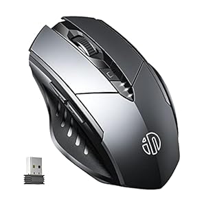 INPHIC Wireless Mouse Rechargeable, [Upgraded], Ergonomic Silent Click USB 2.4G Cordless Mouse for Laptop PC Computer Tablets, 6 Buttons, 1600DPI 3 Adjustment Levels, Battery Level Visible, Grey
