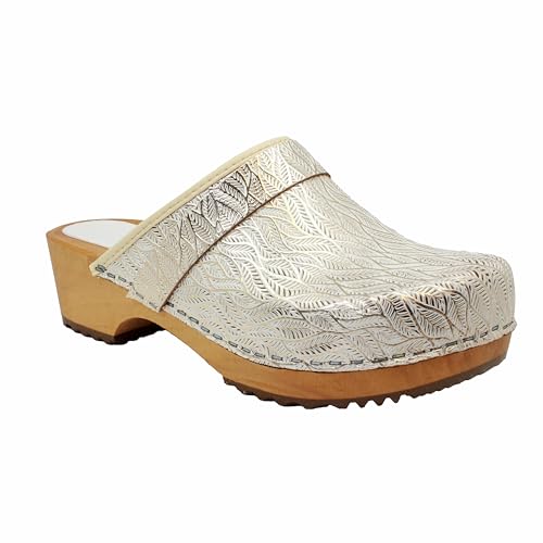 Image of Bjork Maja Wood Open Back Leather Clogs