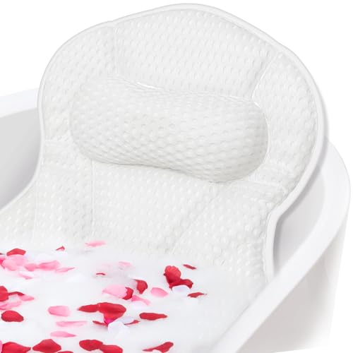 Image of SZXYX Bath Pillows for Tub,Ergonomic Bathtub Spa Bath Pillow 5D Air Mesh Bathtub Headrest with Neck & Back Support Suitable for All Bathtubs, Hot Tubs, and Home Spa Baths
