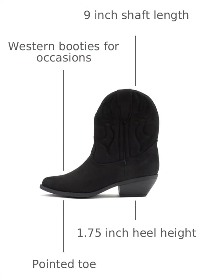 Image of Soda Women Cowgirl Cowboy Western Stitched Ankle Boots Pointed Toe Short Booties Rigging-S (Wide Fit Available)