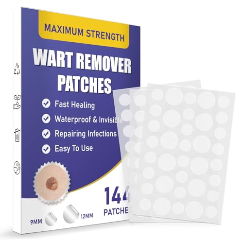 wabriny maximum strength wart remover patches fast amp easy operate hydrocolloid waterproof invisible sticker skin care removal patches for all skin types 144pcs-g3