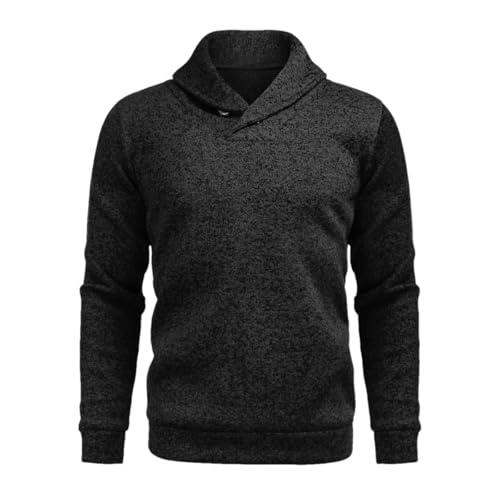Men's Long Sleeve Turtleneck Button Solid Color Pullover Winter Breathable Lapel Sweater