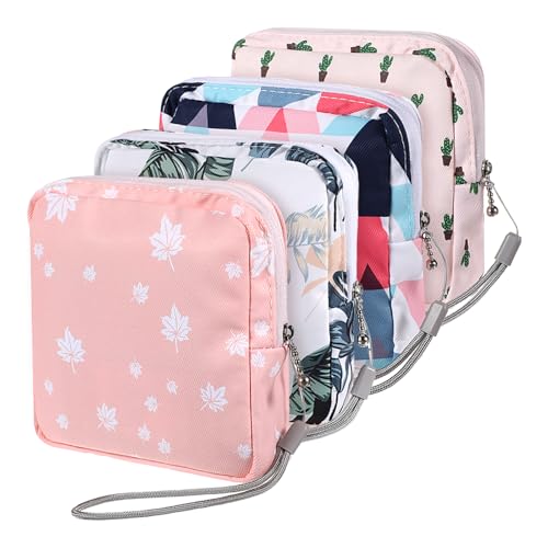 Image of 4 Pack Portable Sanitary Napkin Storage Bag, Samll Period Pouch for Purse Sanitary Pad Storage Bag Cute Menstrual Period Bags Feminine Care Period-Bags, Mini Pouch Feminine Pads-Bag Kit for Teen Girls