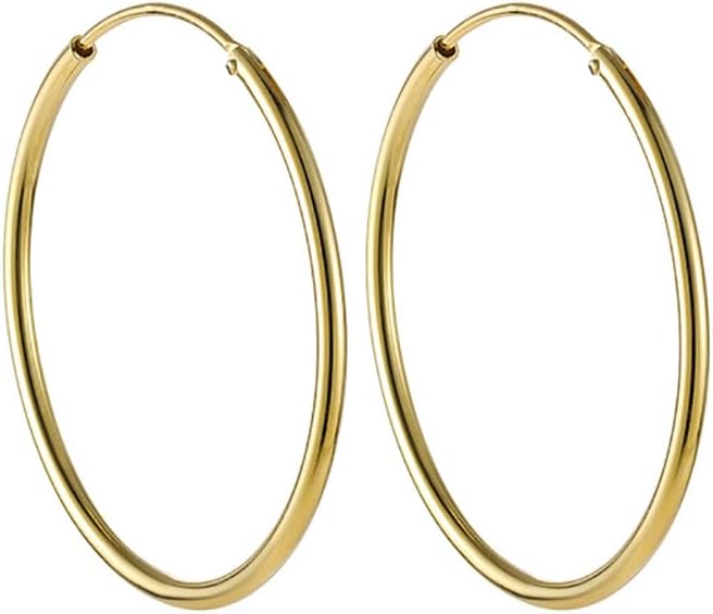 Chic 925 Sterling Silver Big Hoop Earrings Minimalist Round Circle Endless Large Huggie Hoops Statement Earrings 50/60/70/90mm Hypoallergenic Fashion Jewelry Gifts for Women Girls