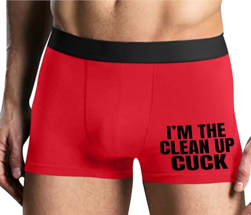 Knaughty Knickers I'm The Clean Up Cuck - I Am Cleanup Cuckold - Hotwife Life Red Mens Boxer Brief Adult Fun Design