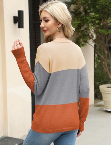 Image of Zeagoo Womens Sweaters Fall Trendy Casual Long Sleeve Shirt Lightweight V Neck Off Shoulder Crochet Pullover Top Outfit